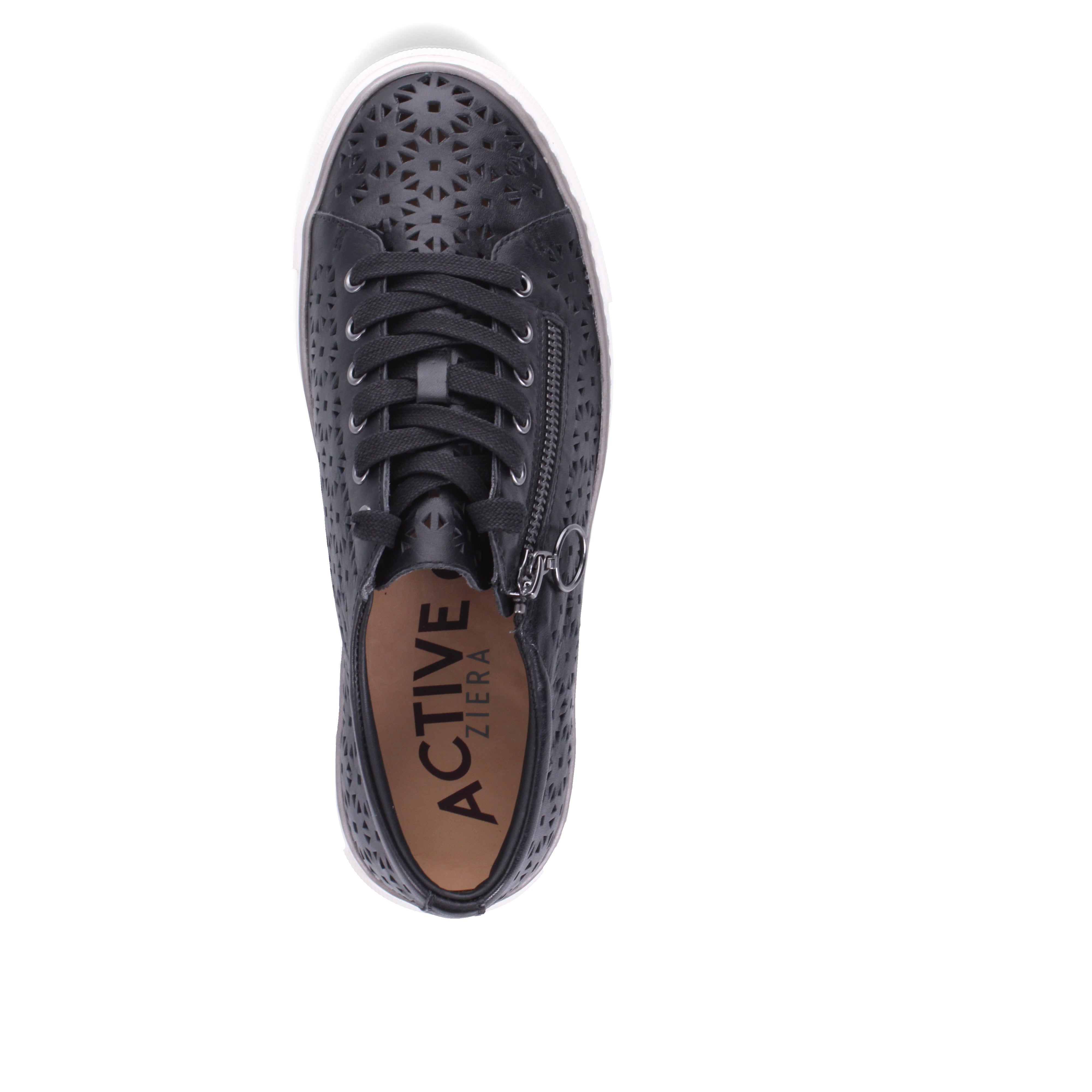 Baskets Ziera Pandoe à lacets et fermeture éclair latérale en cuir noir
