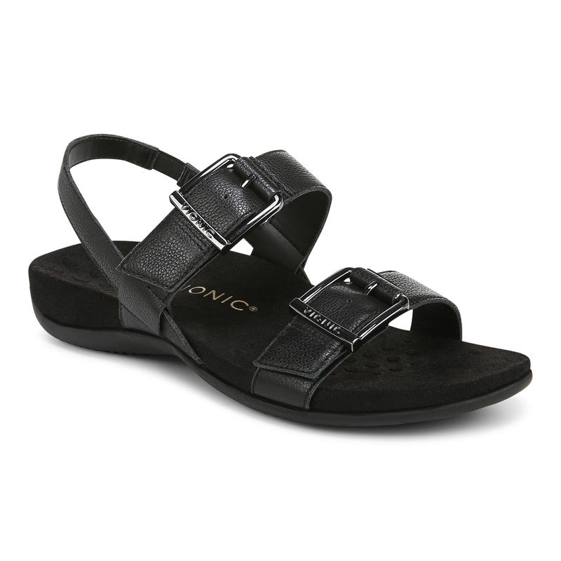SANDALE VIONIC REST REESE EN CUIR NOIR