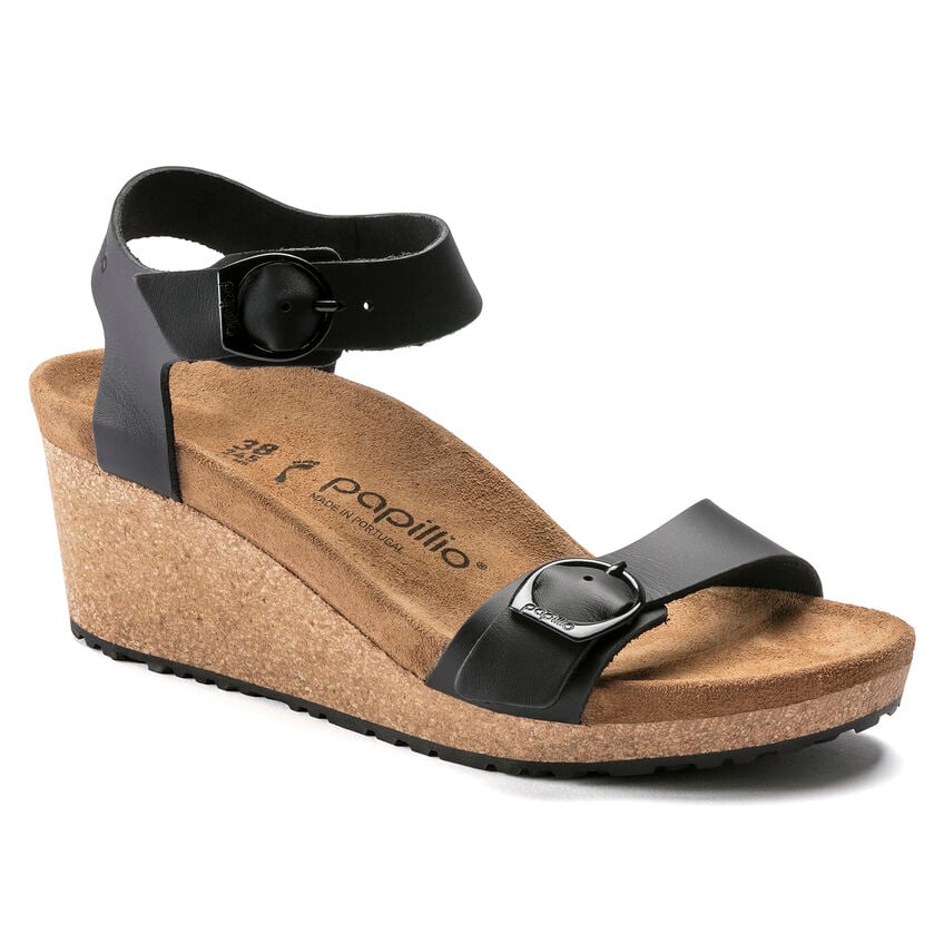 BIRKENSTOCK SOLEY BOUCLE ANNEAU CUIR NOIR
