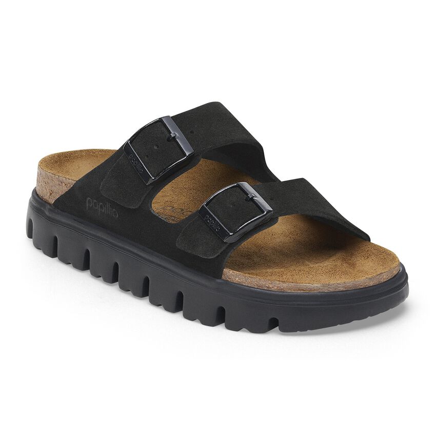 BIRKENSTOCK ARIZONA FLEX PLATEFORME CUIR DAIM NOIR