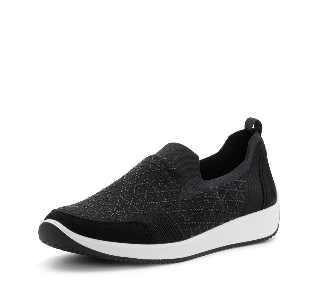 CHAUSSURES ARA LISBON SLIP ON NOIRES TISSÉES ET STRETCH
