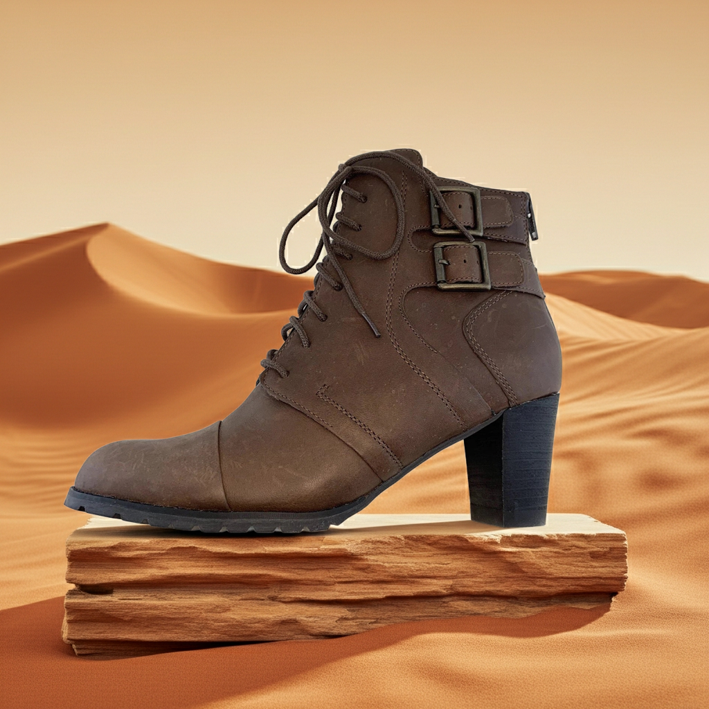 Ziera Kiki Lace Buckle Zipper Heel