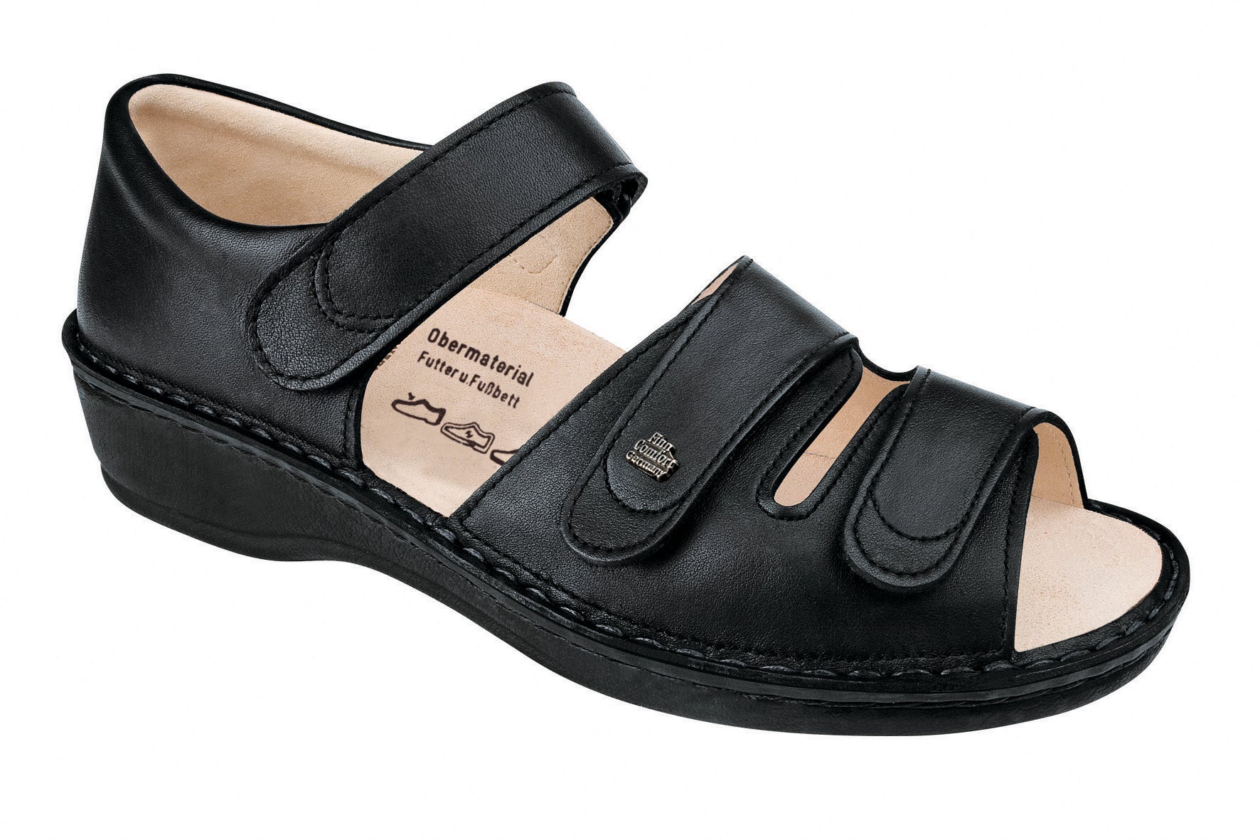SANDALE À TALON FERMÉ FINN COMFORT USEDOM EN NAPPA NOIR