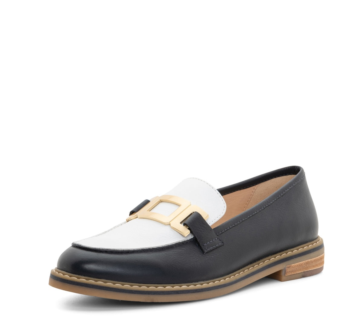 ARA SHOES MOCASSINS KATSURA EN CUIR DE VEAU BLEU MARINE ET BLANC