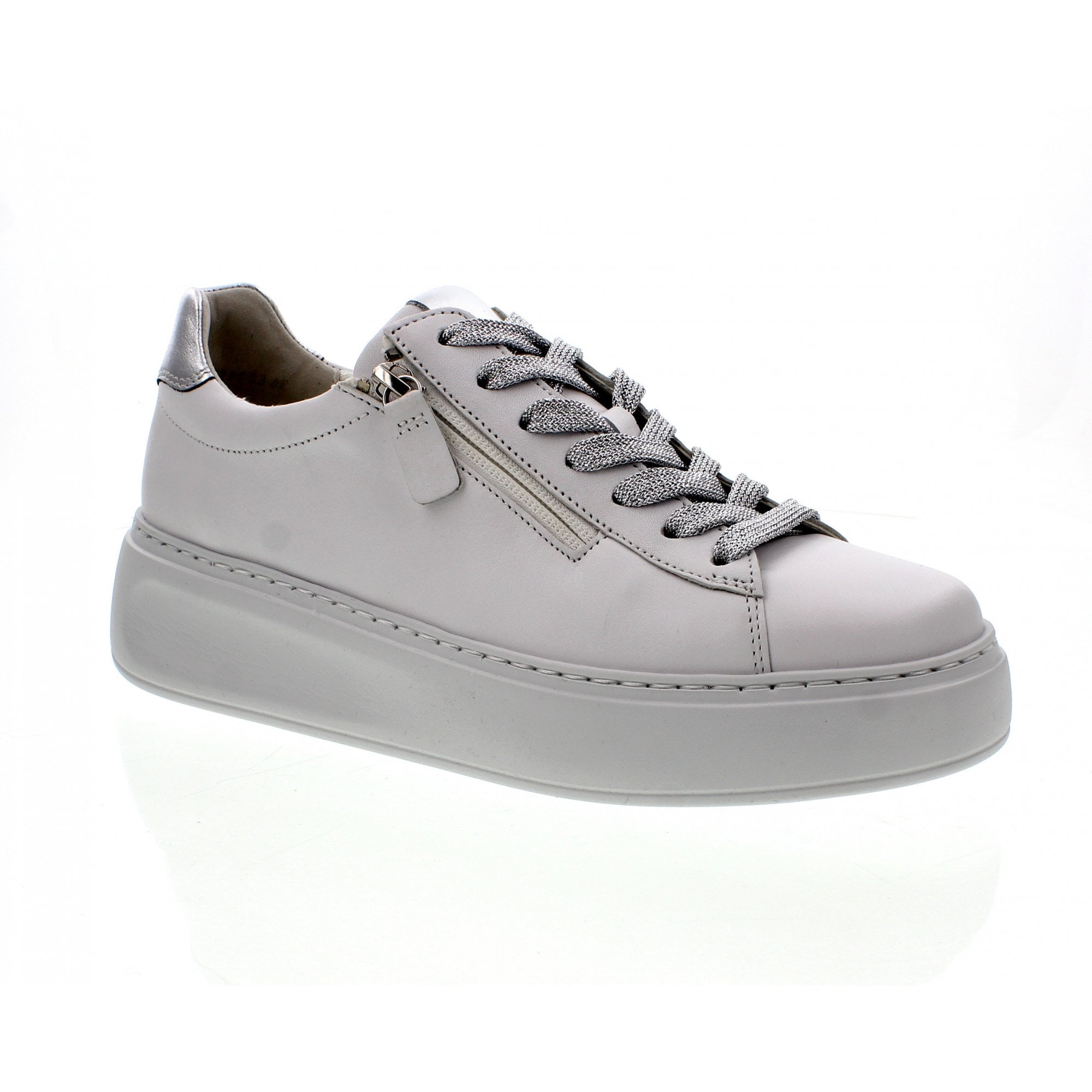 BASKETS GABOR À LACETS ET ZIP LATÉRAL 66 488 51 BLANC ARGENT