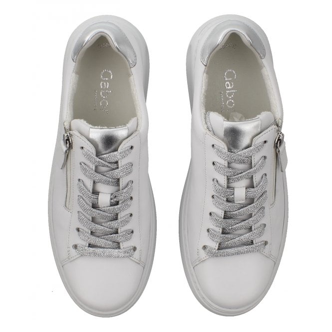 BASKETS GABOR À LACETS ET ZIP LATÉRAL 66 488 51 BLANC ARGENT