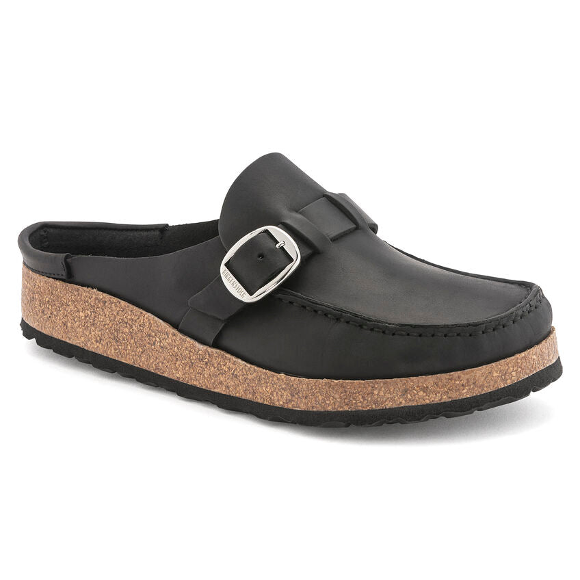 SABOTS BIRKENSTOCK BUCKLEY EN CUIR HUILÉ NOIR 
