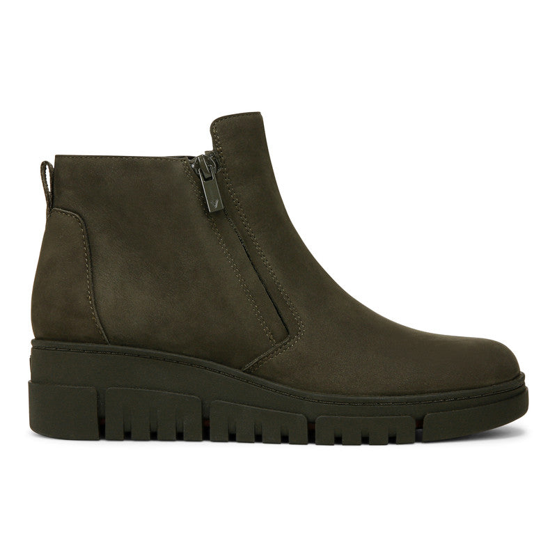 BOTTINES COMPENSÉES VIONIC UPTOWN SUR CUIR NOIR DAIM KAKI FONCÉ