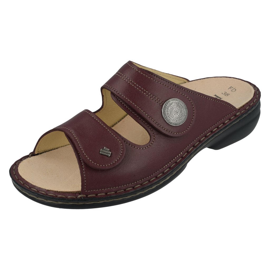 Finn Comfort Sansibar Women's Slide Sandals Bordeaux SHOP BUY ONLINE FOOT SENATION 