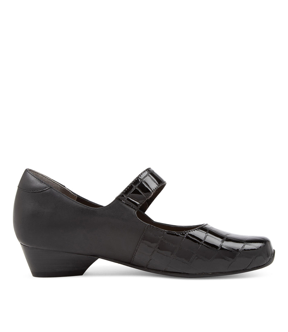 ZIERA CASSIDY NOIR/ NOIR VERNI CROCO