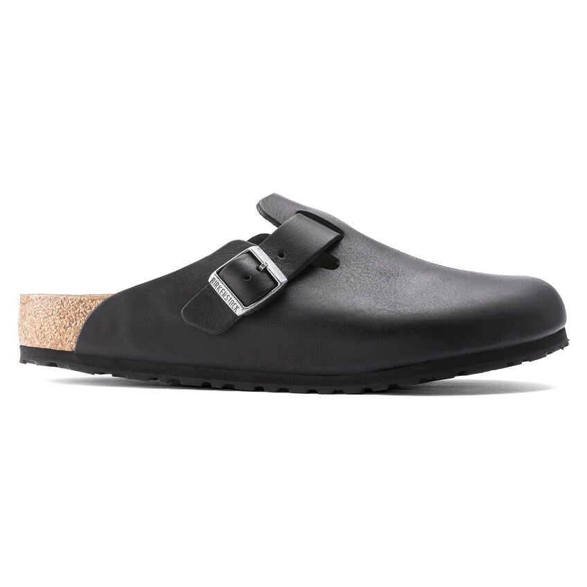 BIRKENSTOCK BOSTON GRIP VINTAGE WOOD BLACK LEATHER