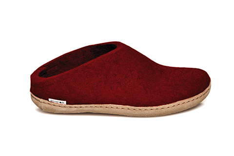 CHAUSSONS GLERUPS SLIP SUR CUIR ROUGE