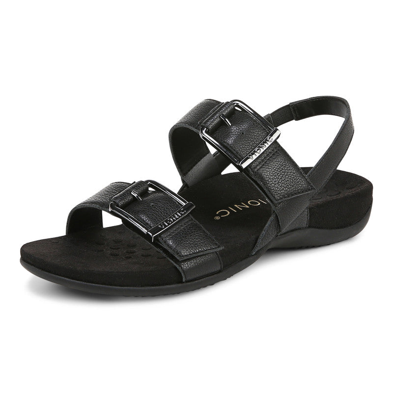 SANDALE VIONIC REST REESE EN CUIR NOIR