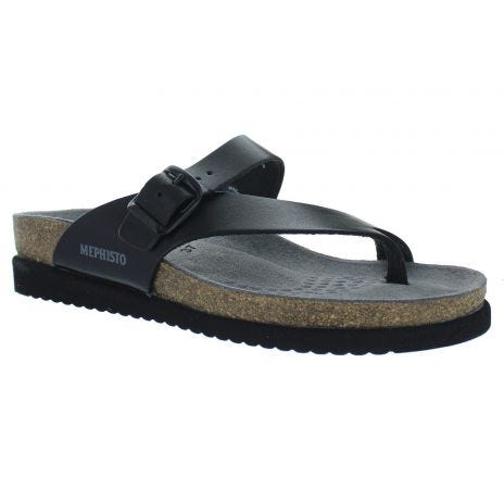 MEPHISTO HELEN PLUS SANDALE À TONG NOIRE CIRÉ