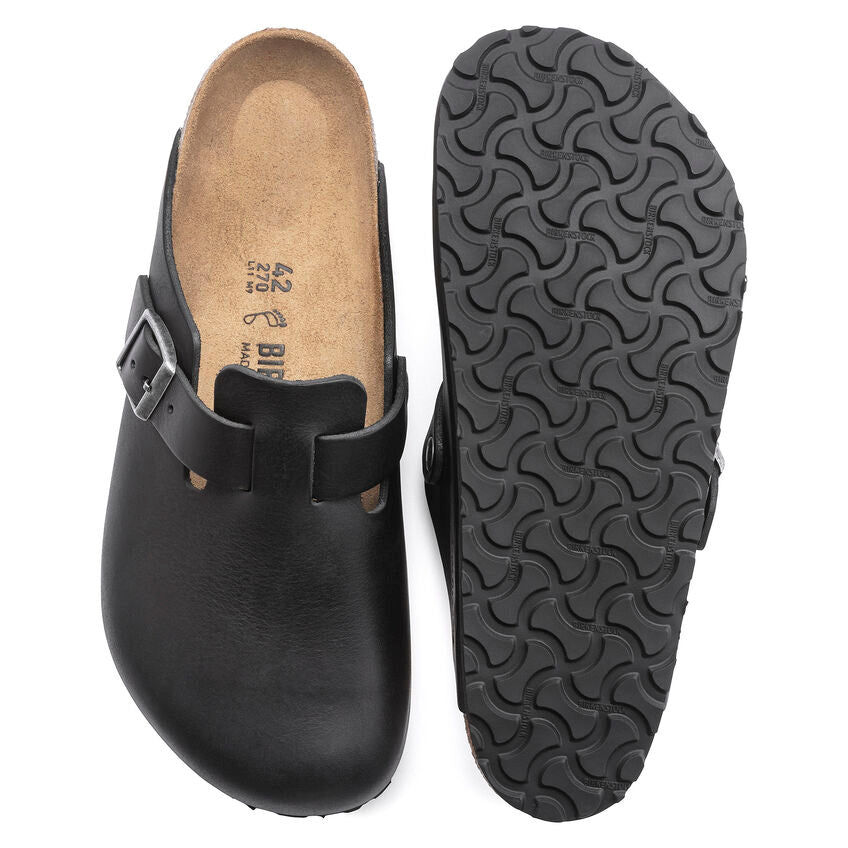 BIRKENSTOCK BOSTON GRIP VINTAGE WOOD BLACK LEATHER