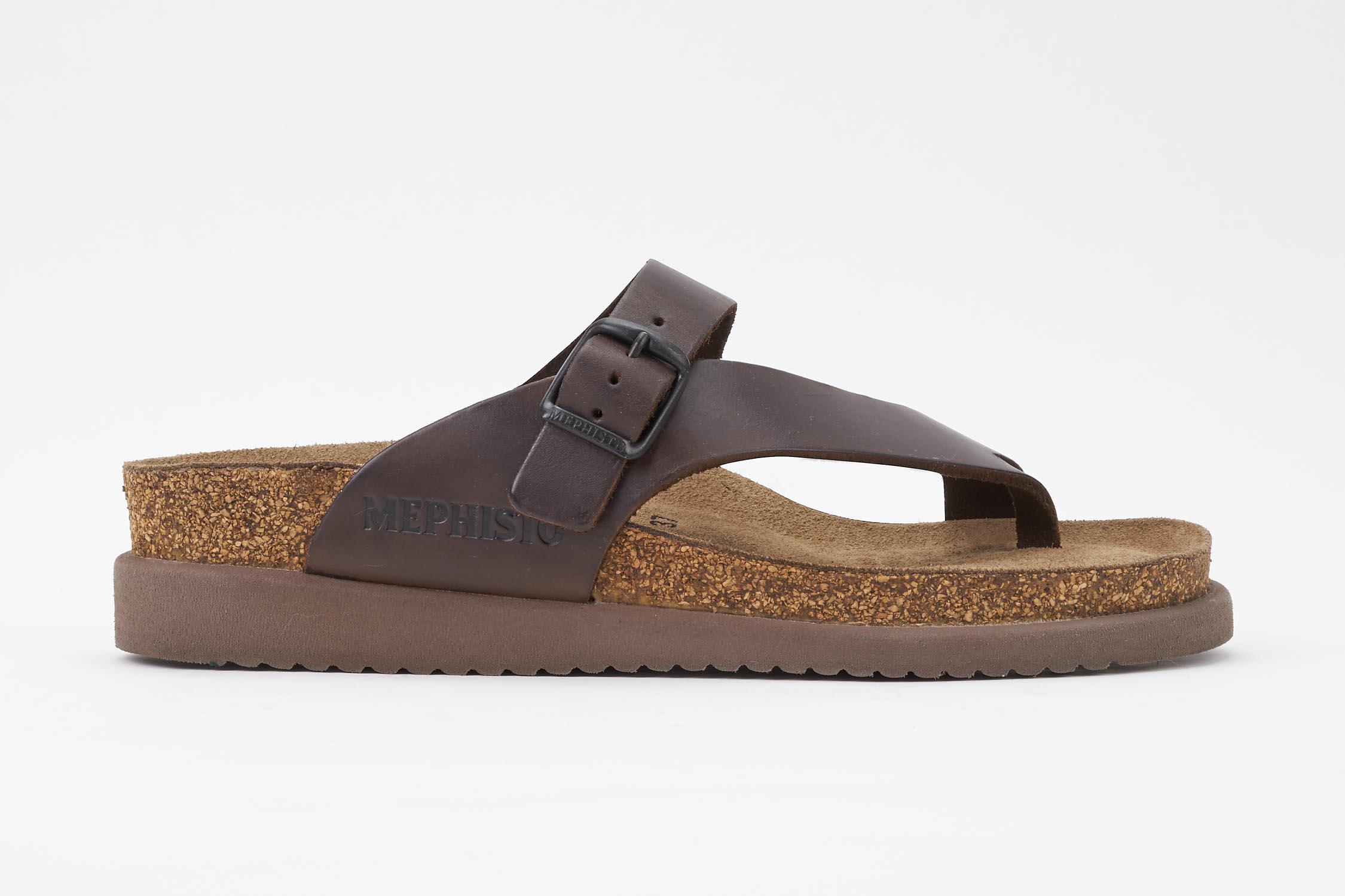 MEPHISTO HELEN PLUS THONG SANDAL DARK BROWN