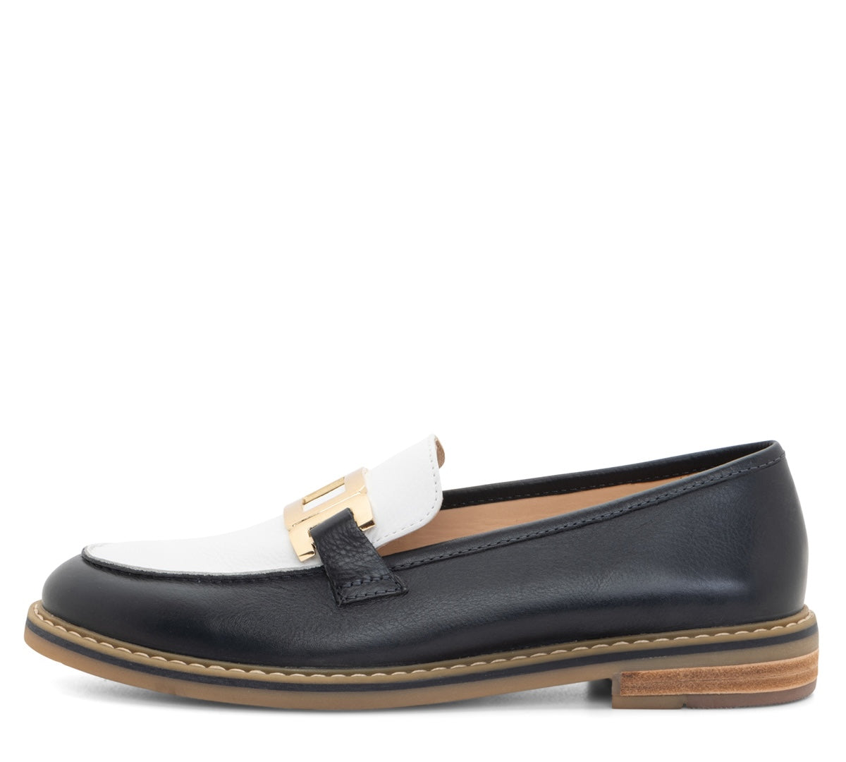 ARA SHOES MOCASSINS KATSURA EN CUIR DE VEAU BLEU MARINE ET BLANC