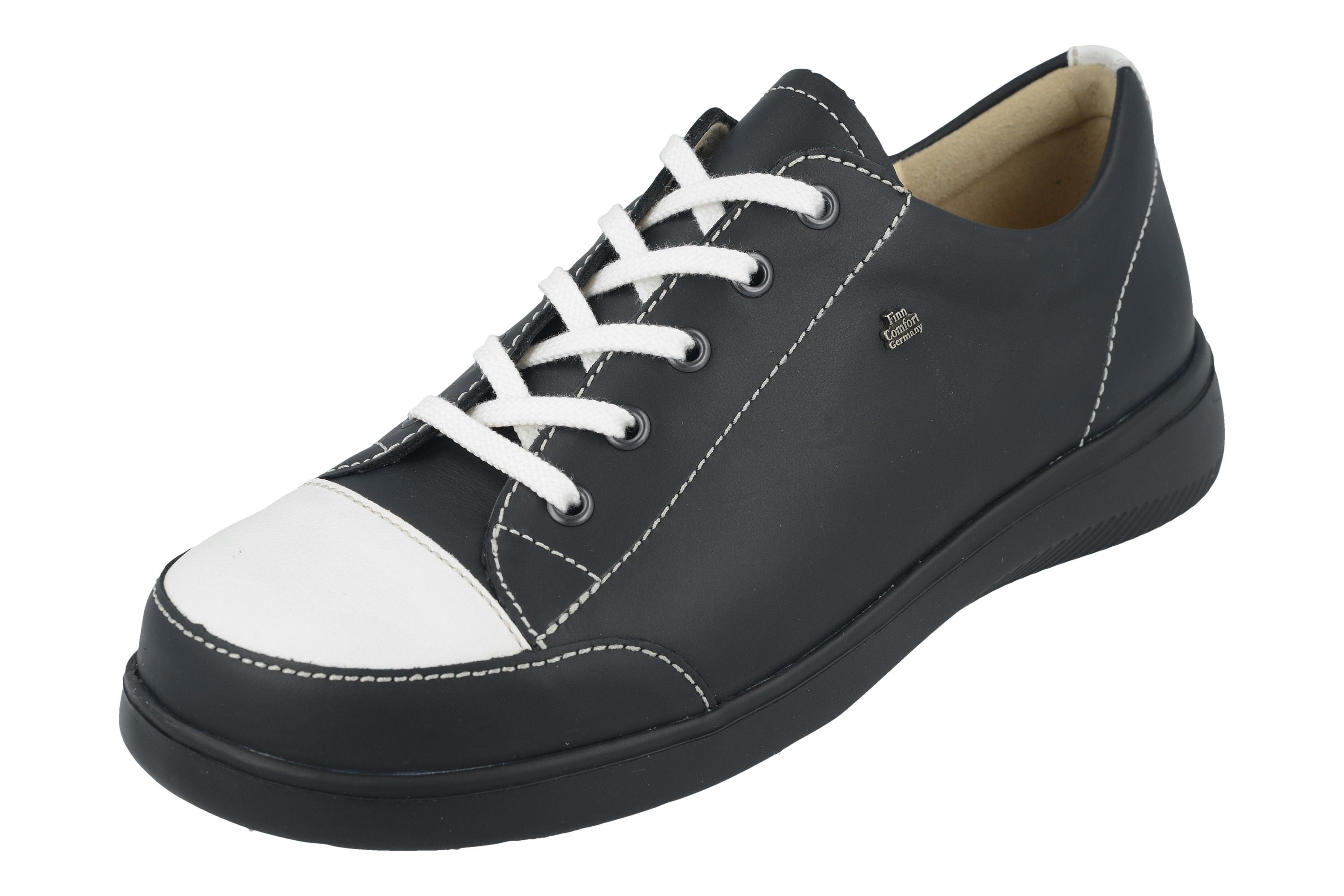 BASKETS FINN COMFORT FATAGA À LACETS NOIR/BLANC