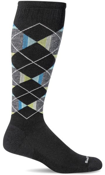 SOCKWELL PRISM ARGYLE 15-20 mmHg OTC NOIR