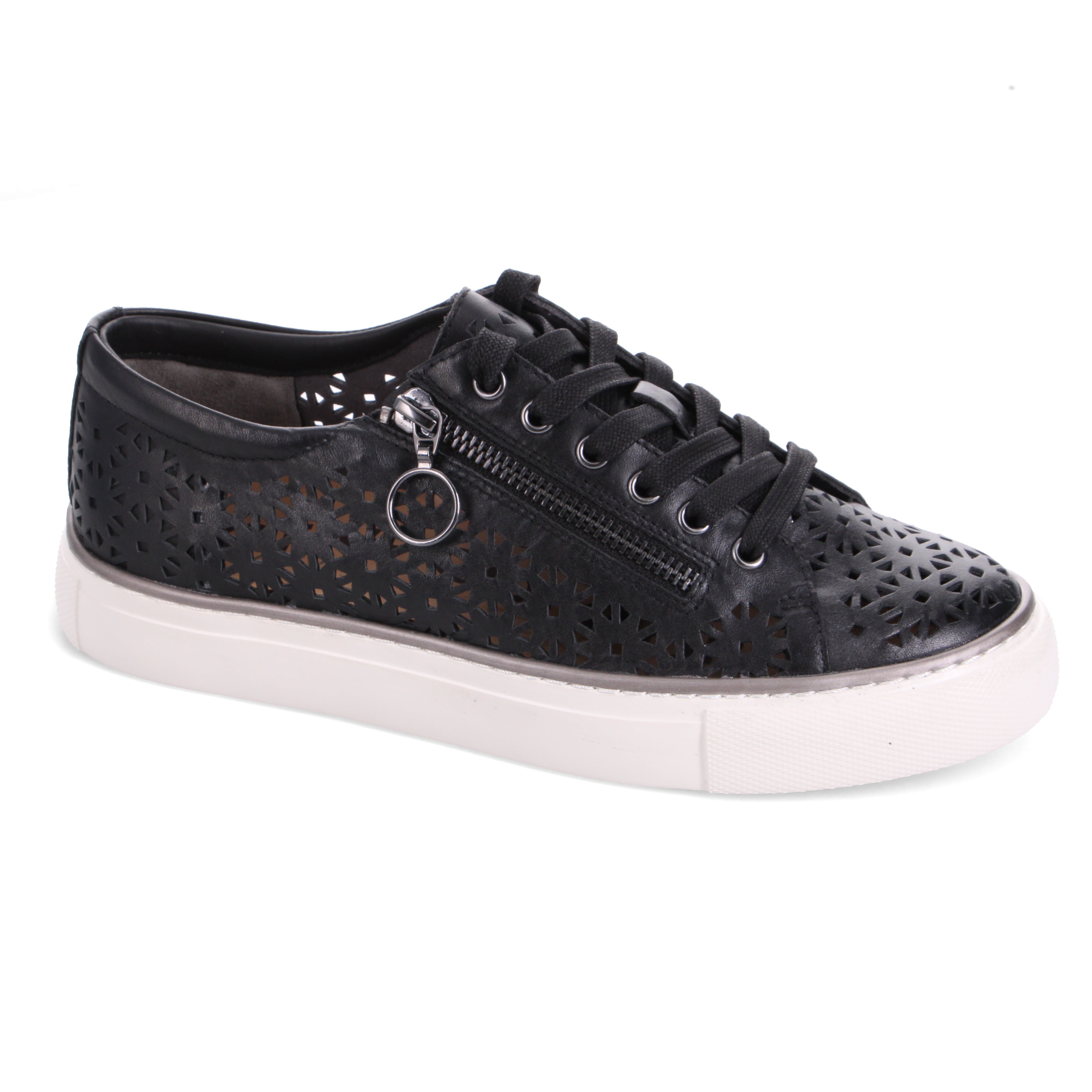 Baskets Ziera Pandoe à lacets et fermeture éclair latérale en cuir noir