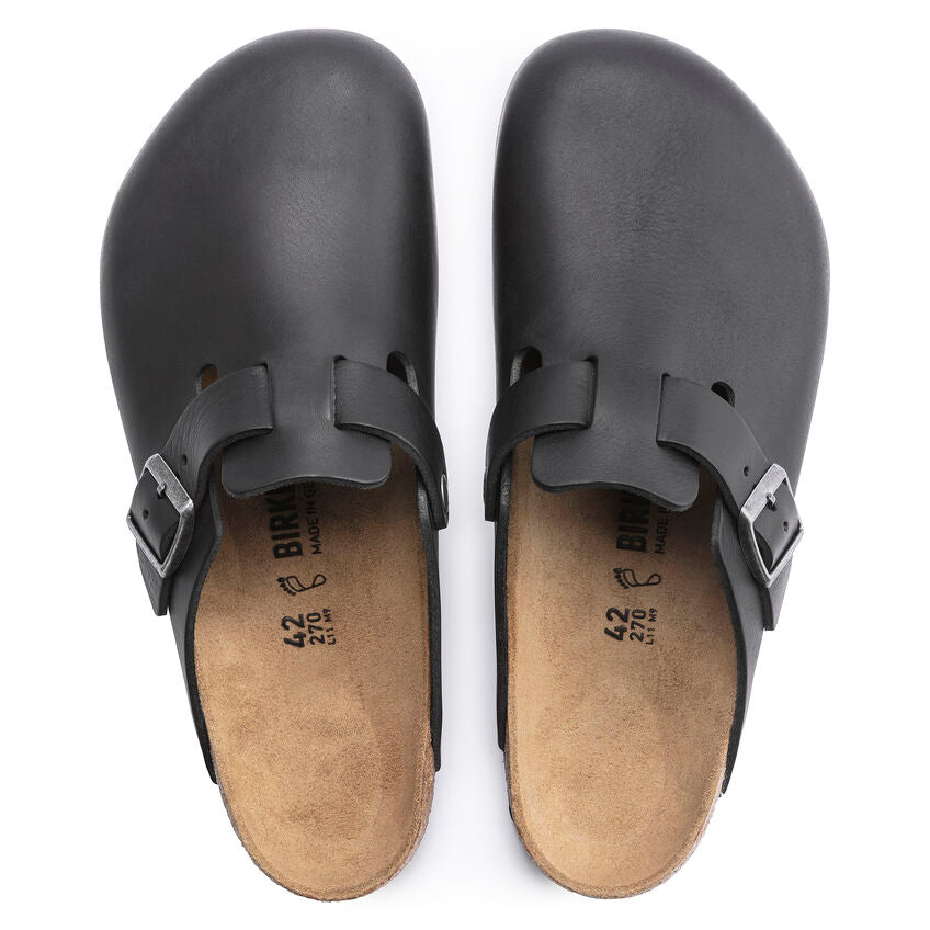 BIRKENSTOCK BOSTON GRIP VINTAGE WOOD BLACK LEATHER