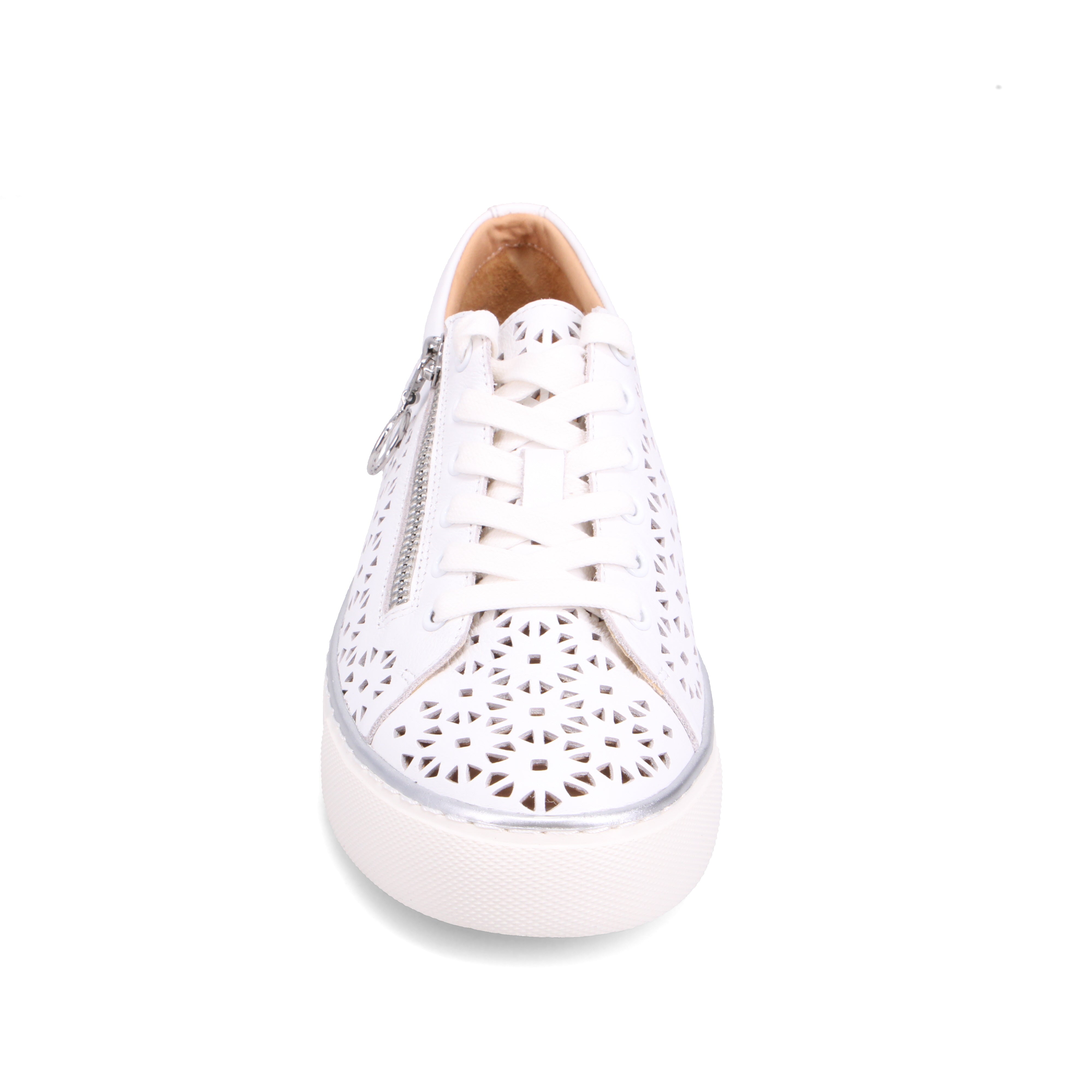 BASKETS ZIERA PANDOE À LACETS ET ZIP LATÉRAL EN CUIR BLANC