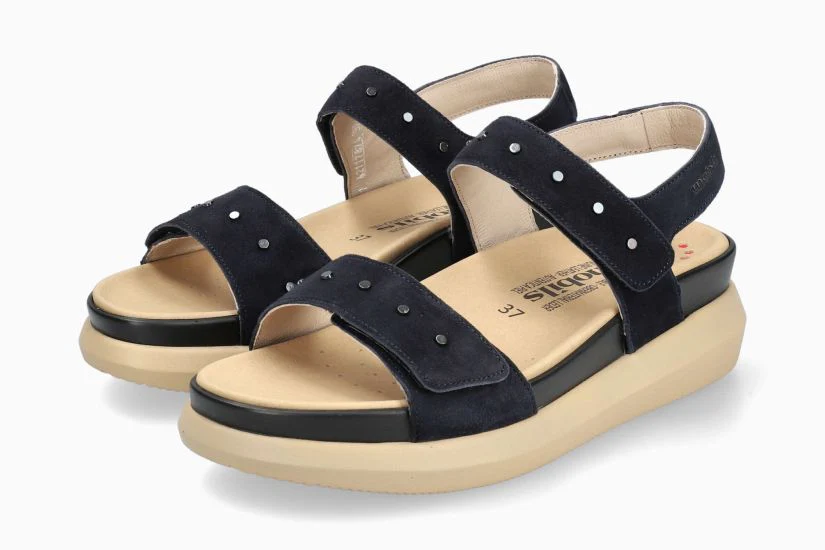 SANDALE MEPHISTO MOBILS FARRA EN CUIR DAIM BLEU MARINE