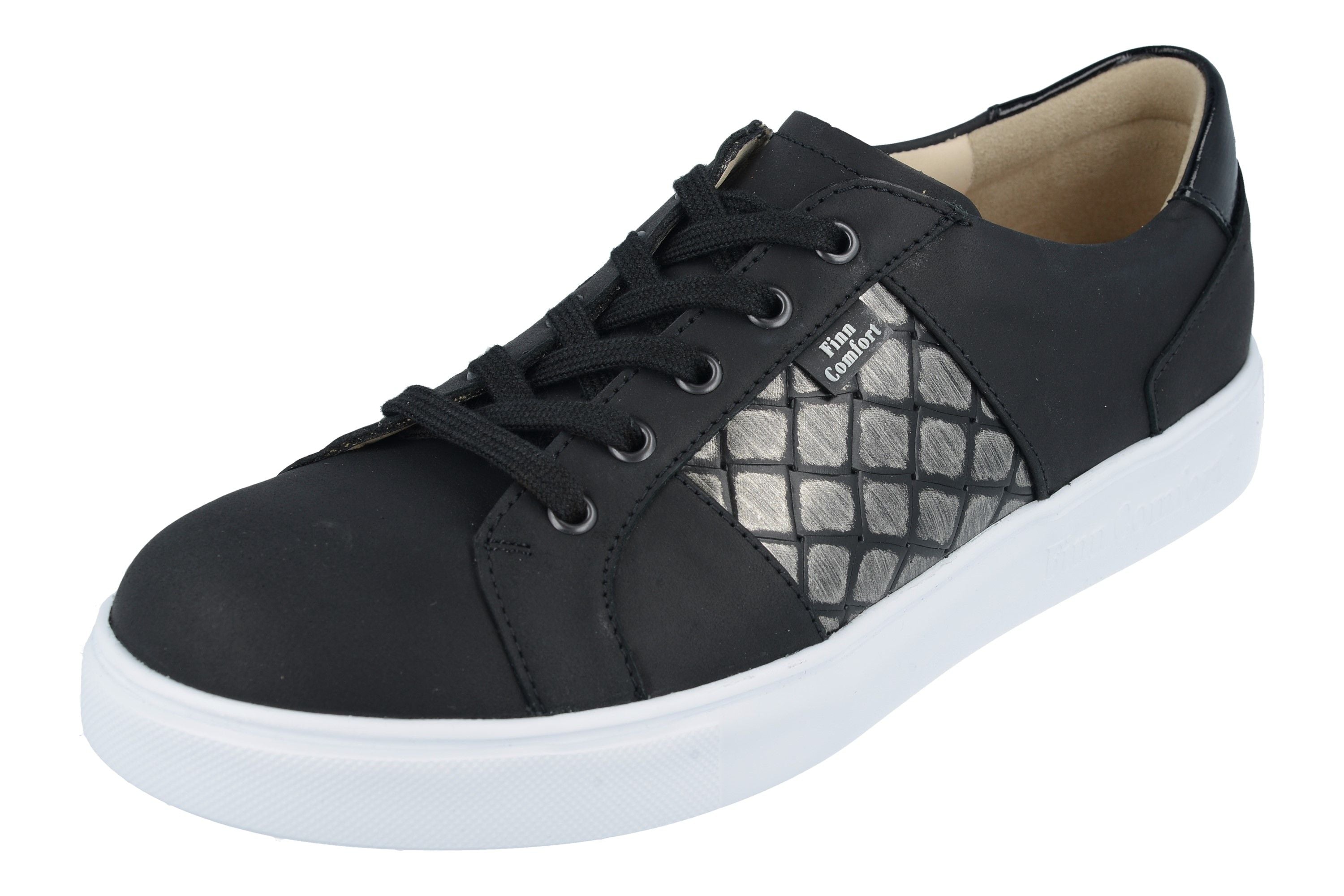 BASKETS FINN COMFORT OMAHA À LACETS NOIR/ACIER NURI/VERNI
