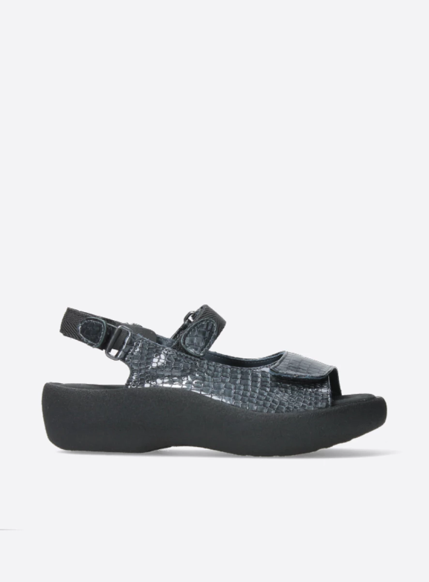 SANDALE WOLKY JEWEL CUIR VERNI CROCO ANTHRACITE