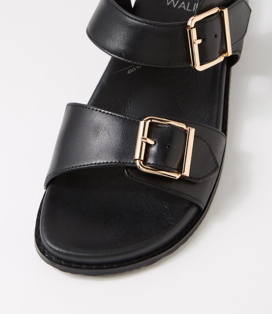 SANDALE ZIERA HASTICE EN CUIR NOIR