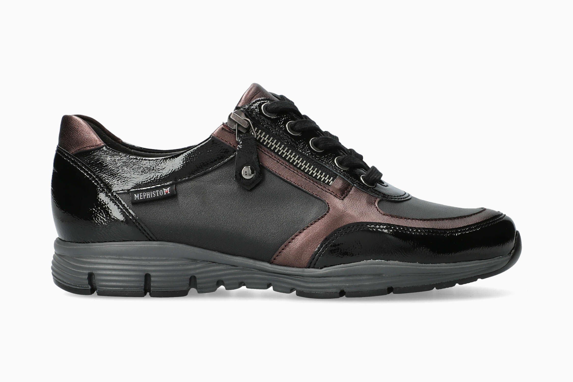 MEPHISTO YLONA SNEAKER LACE UP BLACK VERNIS LEATHER