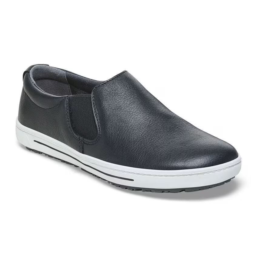 BIRKENSTOCK QO 400 SLIP ON SNEAKER CUIR NOIR/BLANC