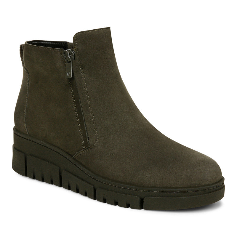 BOTTINES COMPENSÉES VIONIC UPTOWN SUR CUIR NOIR DAIM KAKI FONCÉ