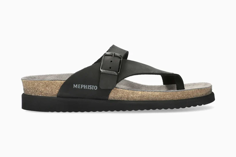 MEPHISTO HELEN THONG SANDAL BLACK NUBUCK