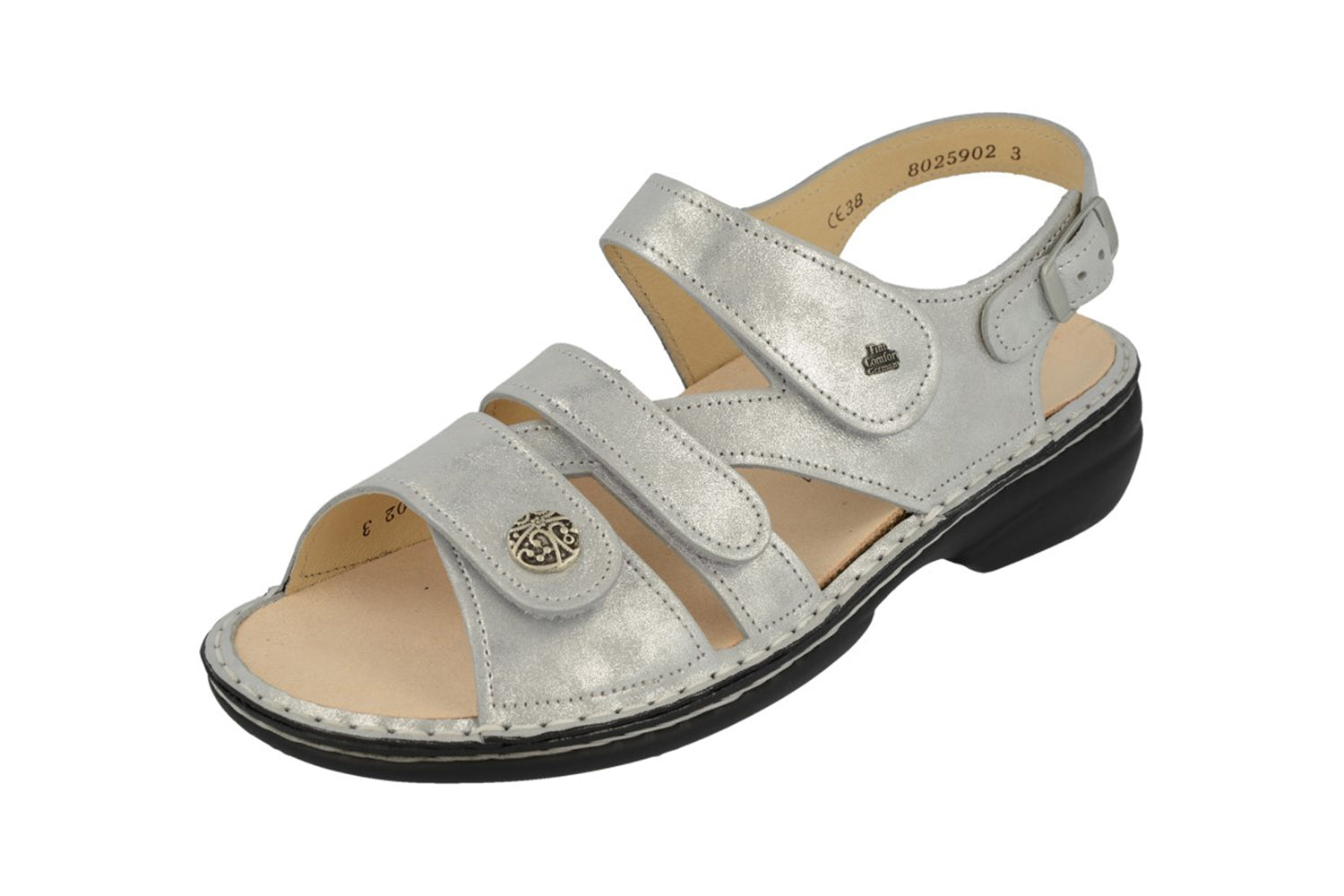 FINN COMFORT GOMERA SANDAL ARGENTO SLIDE