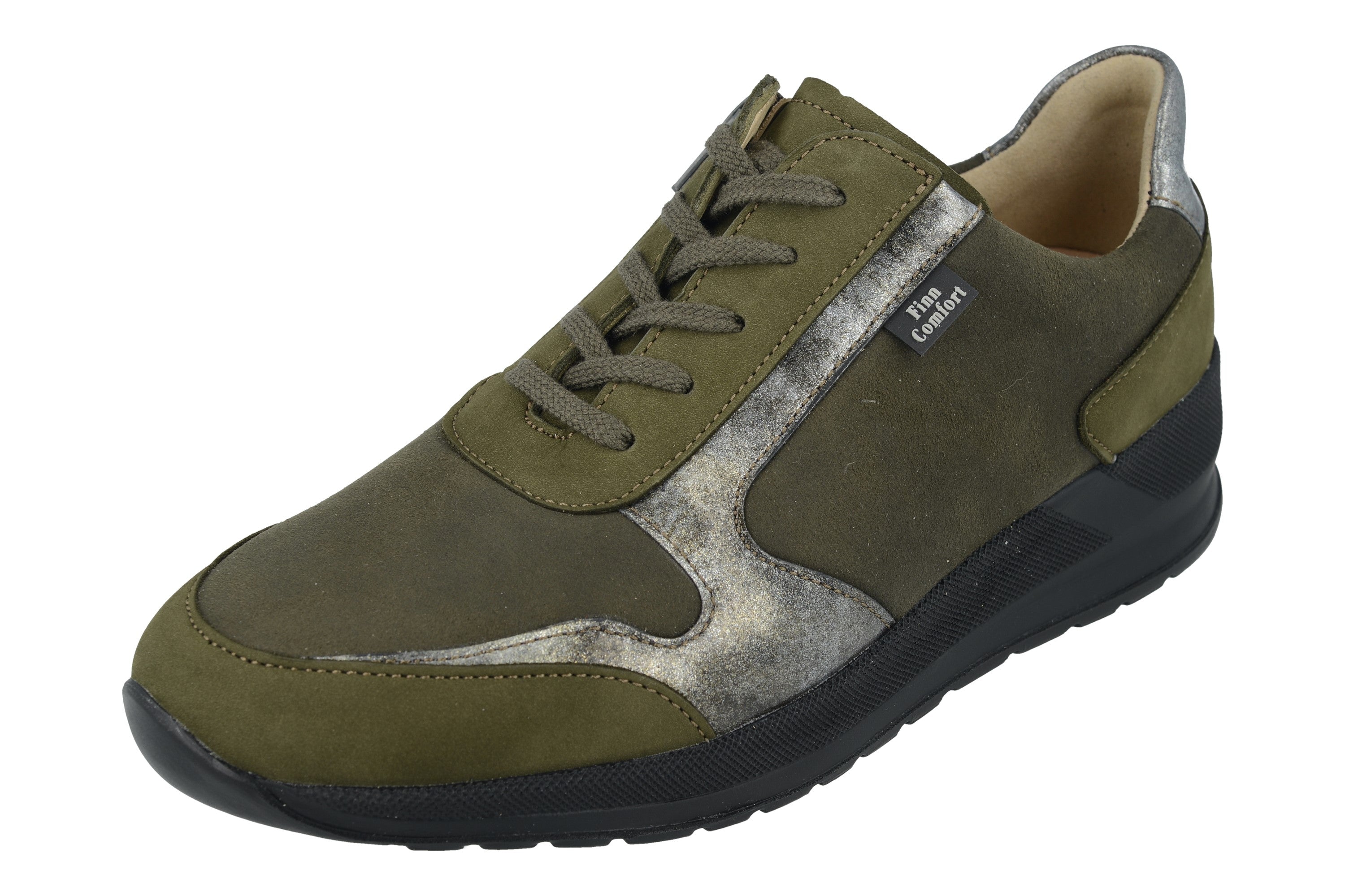BASKETS FINN COMFORT MORI À LACETS EN NUBUCK OLIVE