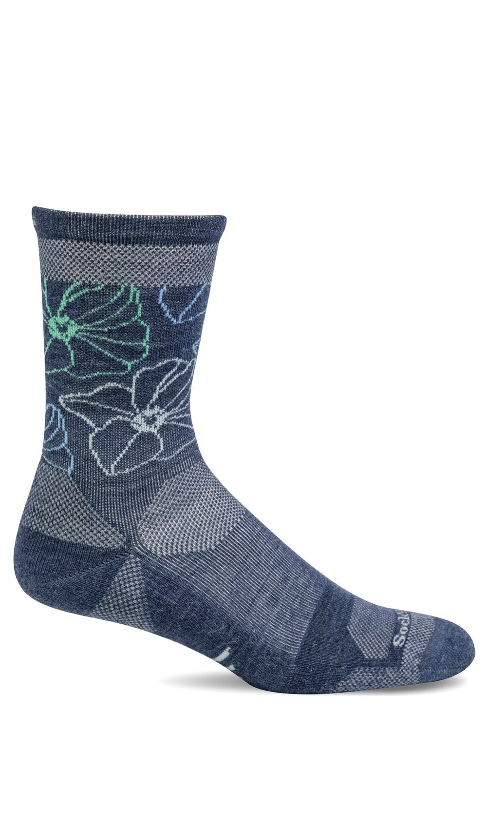 SOCKWELL PETAL POWER CREW 15-20 MMHG DENIM