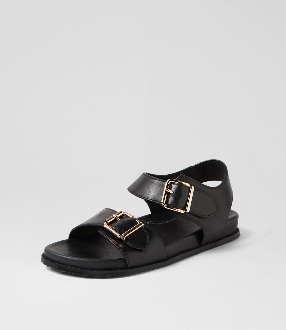SANDALE ZIERA HASTICE EN CUIR NOIR