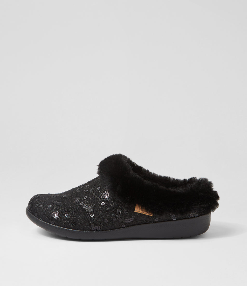 CHAUSSONS ZIERA FIFI À PAILLETTES NOIRES