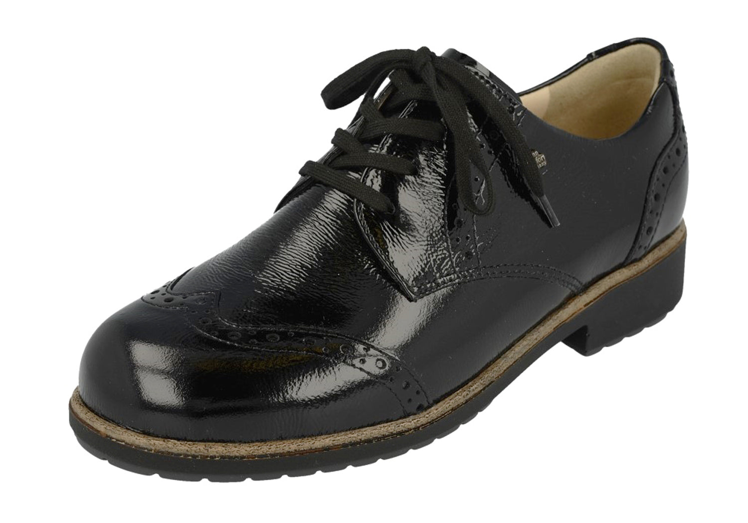 CHAUSSURES FINN COMFORT ASIAGO À LACETS EN CUIR VERNI NOIR