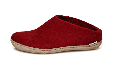 CHAUSSONS GLERUPS SLIP SUR CUIR ROUGE