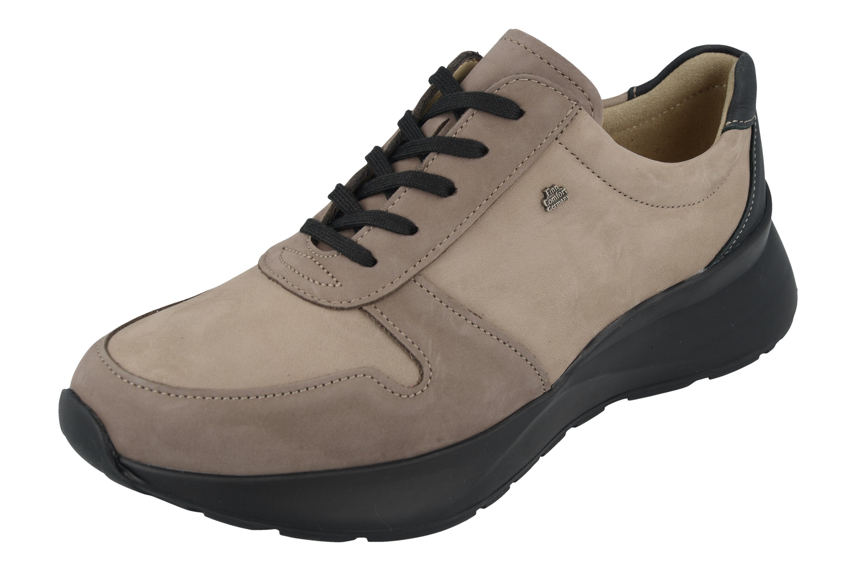 BASKETS FINN COMFORT LEGANES À LACETS ÉLÉPHANT GRAVEL NUBUCK