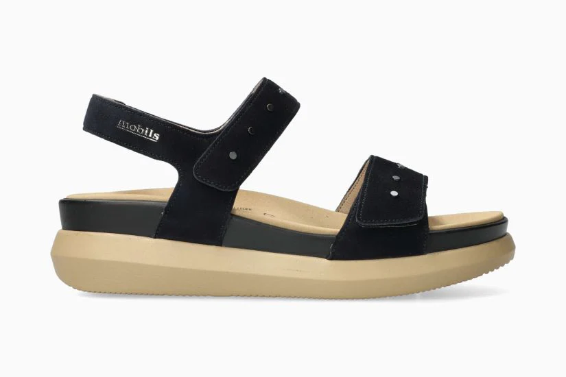 SANDALE MEPHISTO MOBILS FARRA EN CUIR DAIM BLEU MARINE