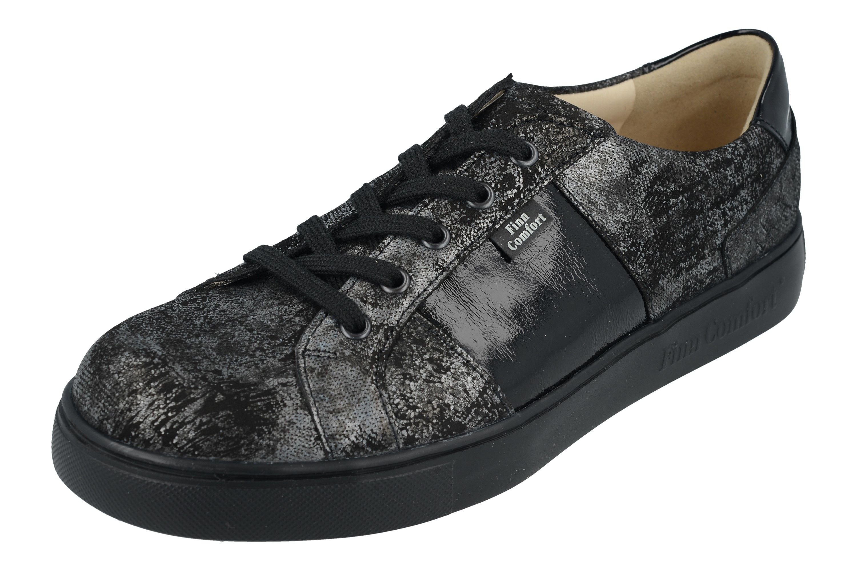BASKETS FINN COMFORT OMAHA À LACETS NERO ARGENT
