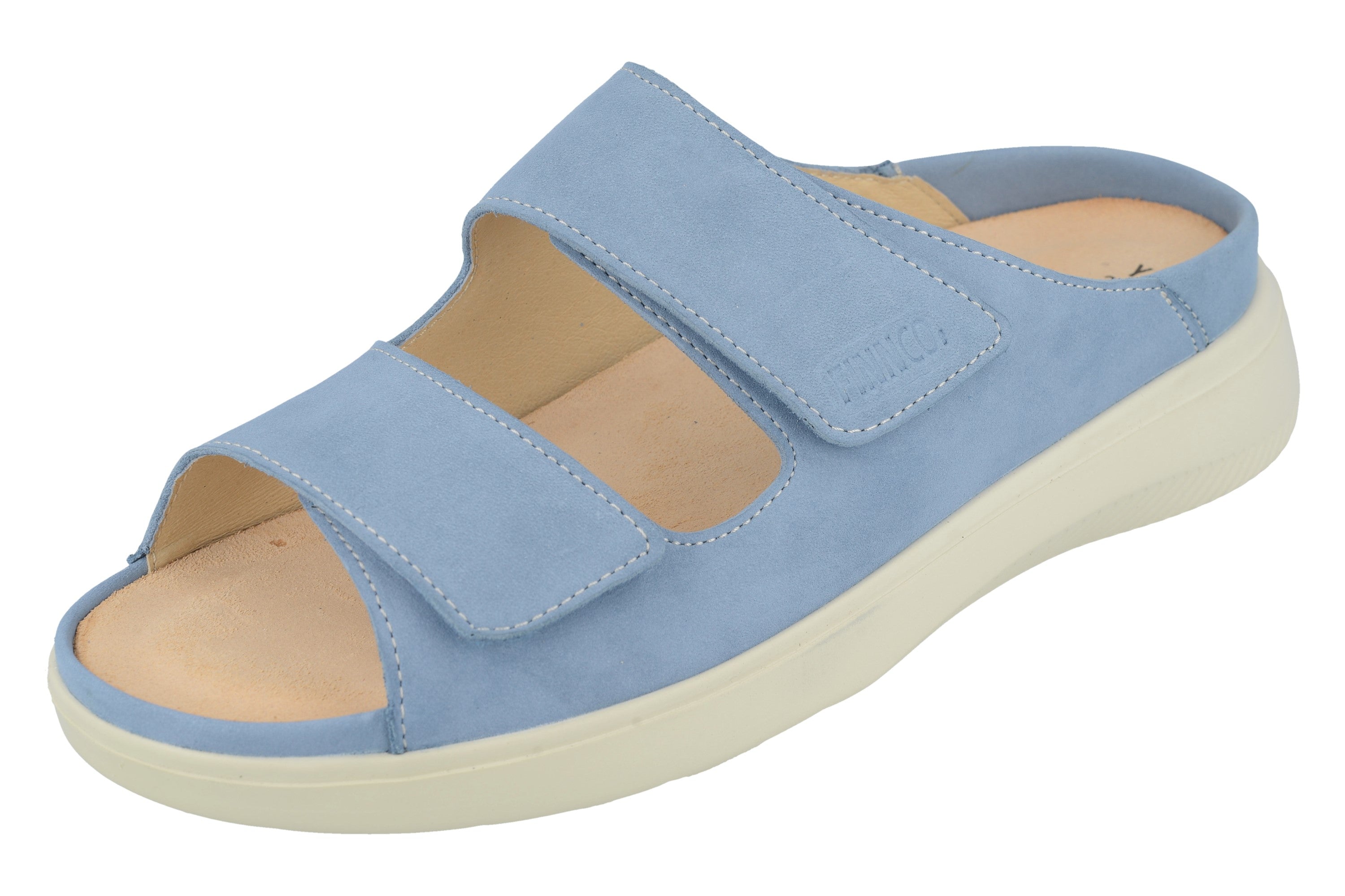 SANDALE FINN COMFORT FLORES NUBUCK BLEU DOUX
