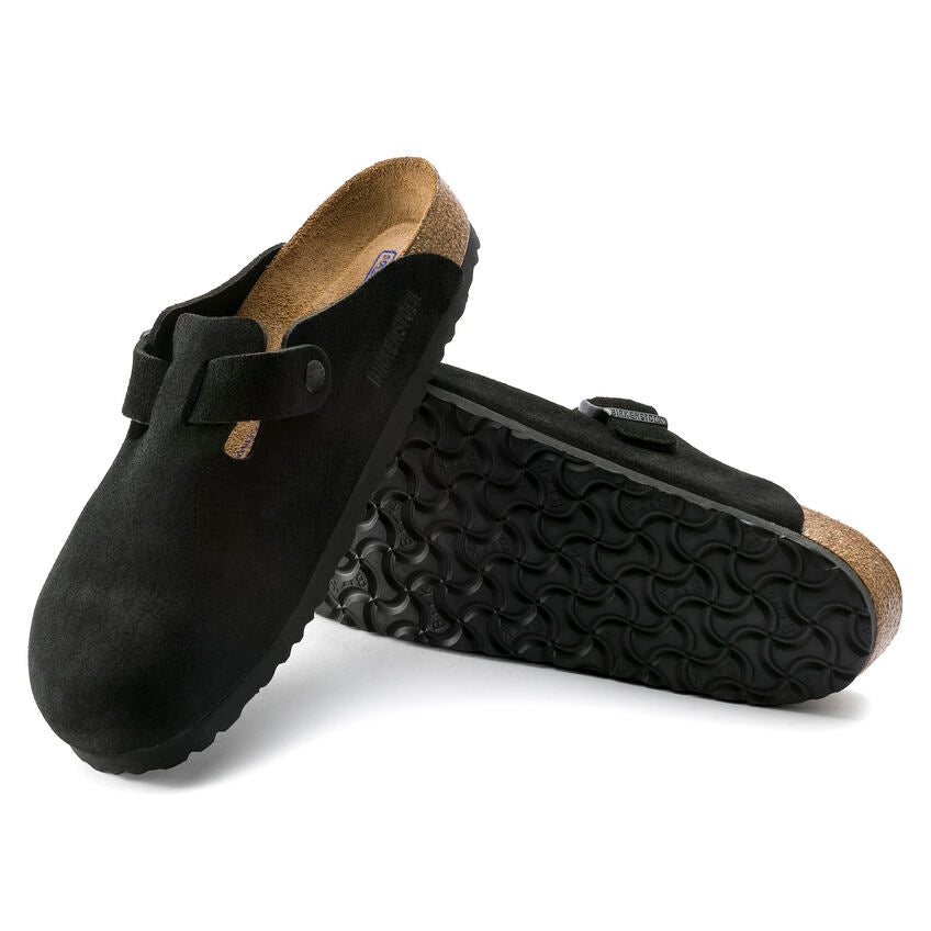 BIRKENSTOCK BOSTON SOFT FOOTBED BLACK SUEDE LEATHER