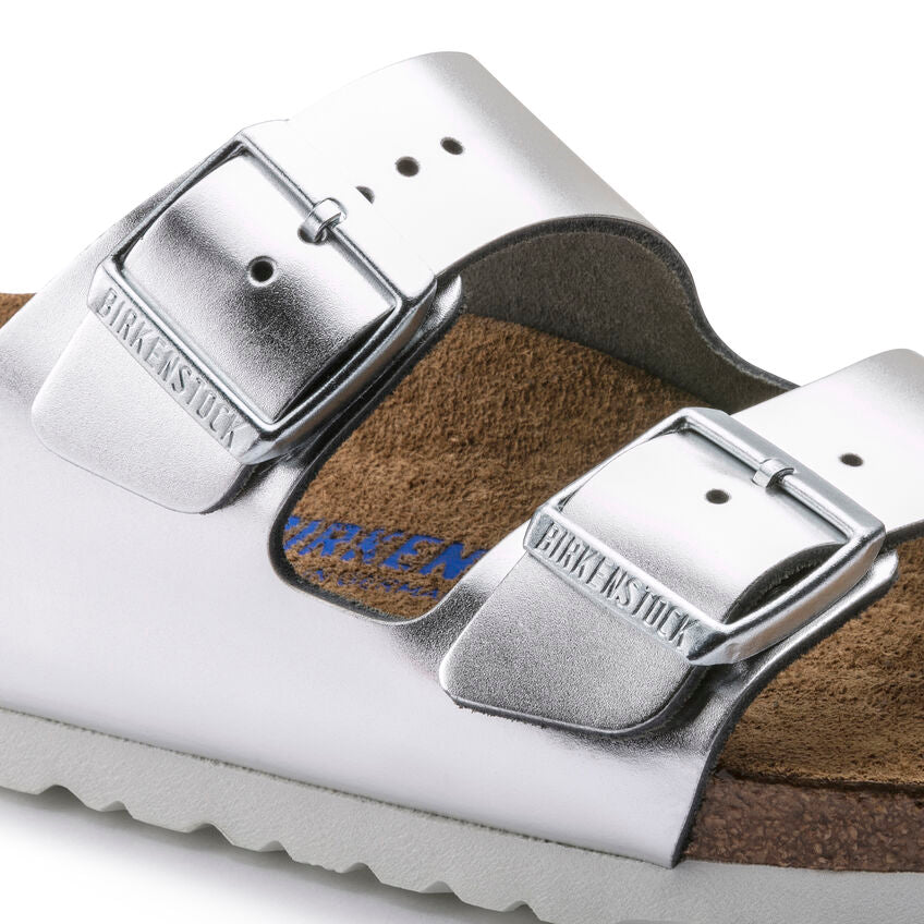 BIRKENSTOCK ARIZONA SFB METALLIC SILVER LEATHER