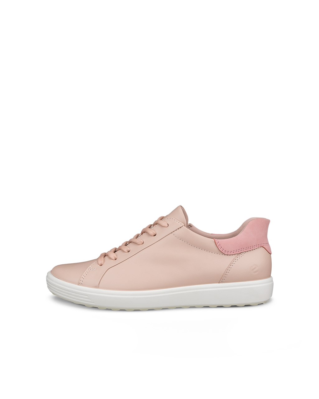 Baskets ECCO SOFT 7 W, faciles à enfiler, à lacets, en cuir rose poudré