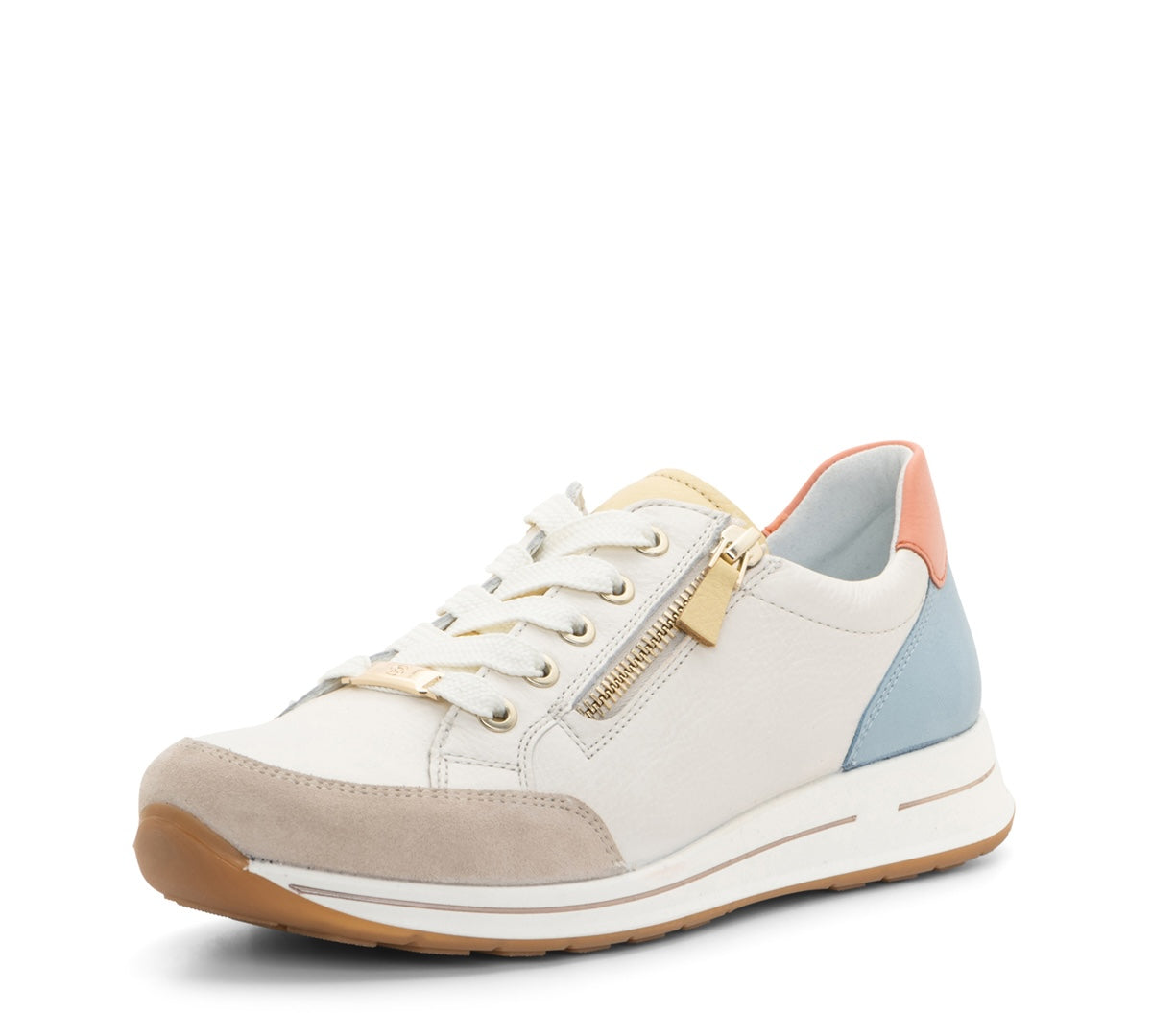 ARA SHOES OLEANNA SNEAKER À LACETS ZIP LATÉRAL CRÈME VANILLE