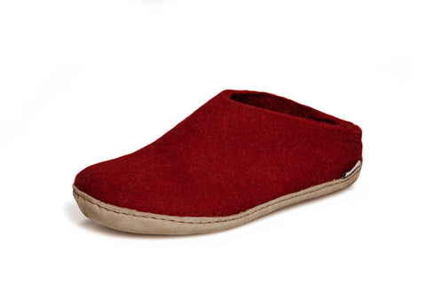 CHAUSSONS GLERUPS SLIP SUR CUIR ROUGE